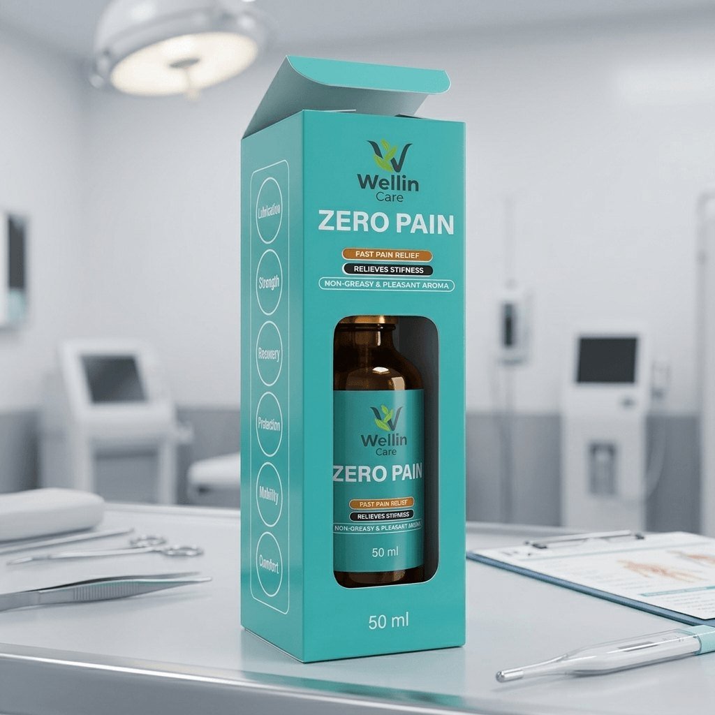 Wellin Care Zero Pain joint and muscle massage oil box